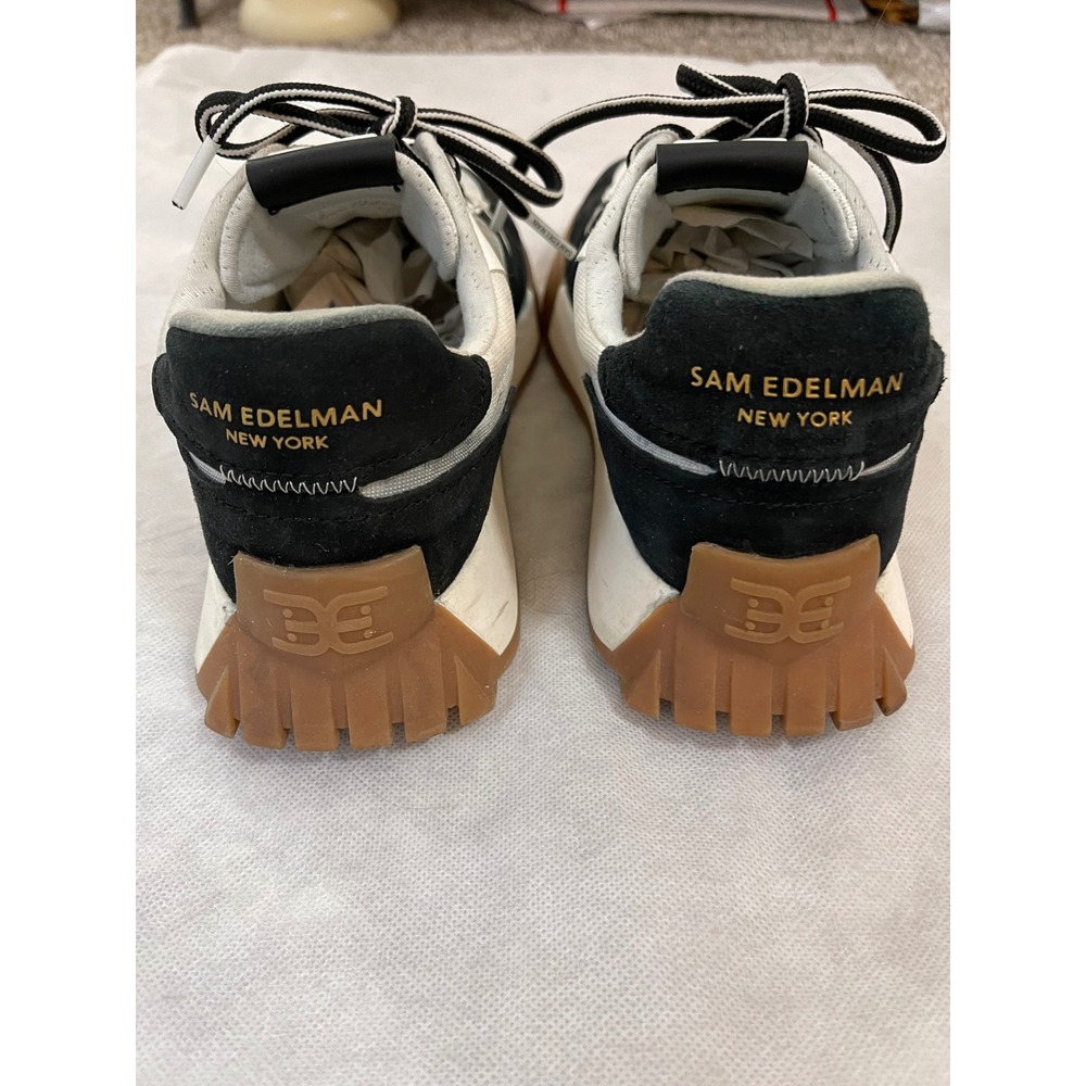 Sam Edelman Layla Women's Sneakers White Black Suede Gum Sole Size 7M - Picture 2 of 7